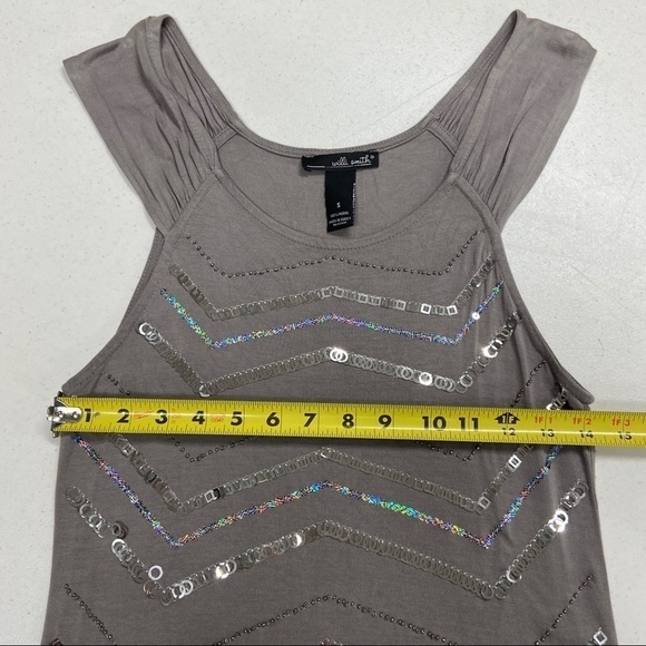 Willi Smith Chevon sequin stripe gray tank small - Picture 3 of 5